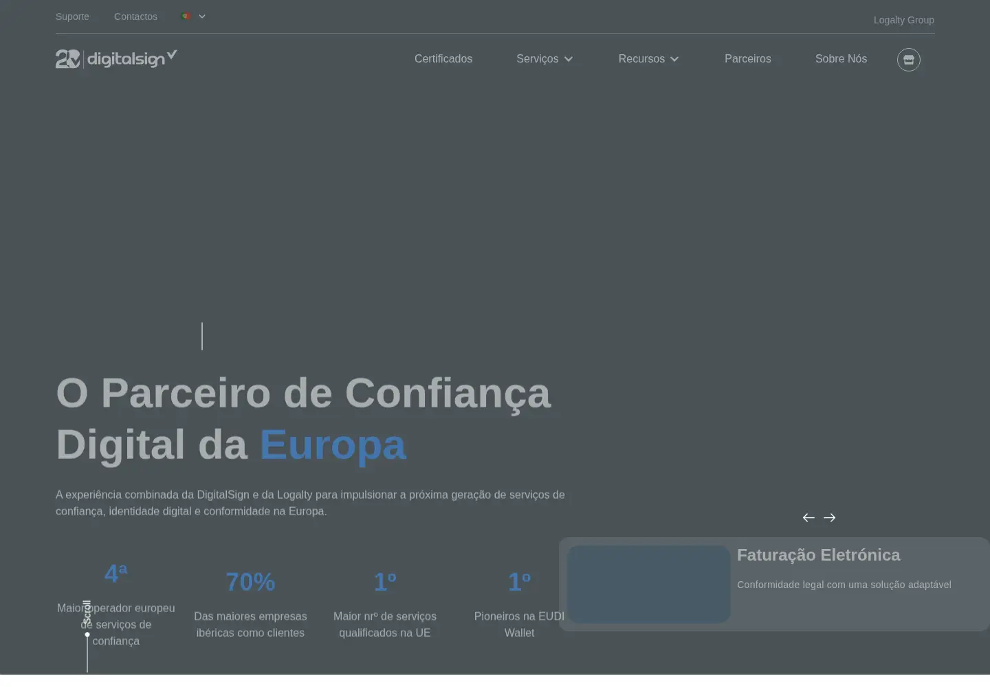 Captured homepage of digitalsign.pt in the current scan