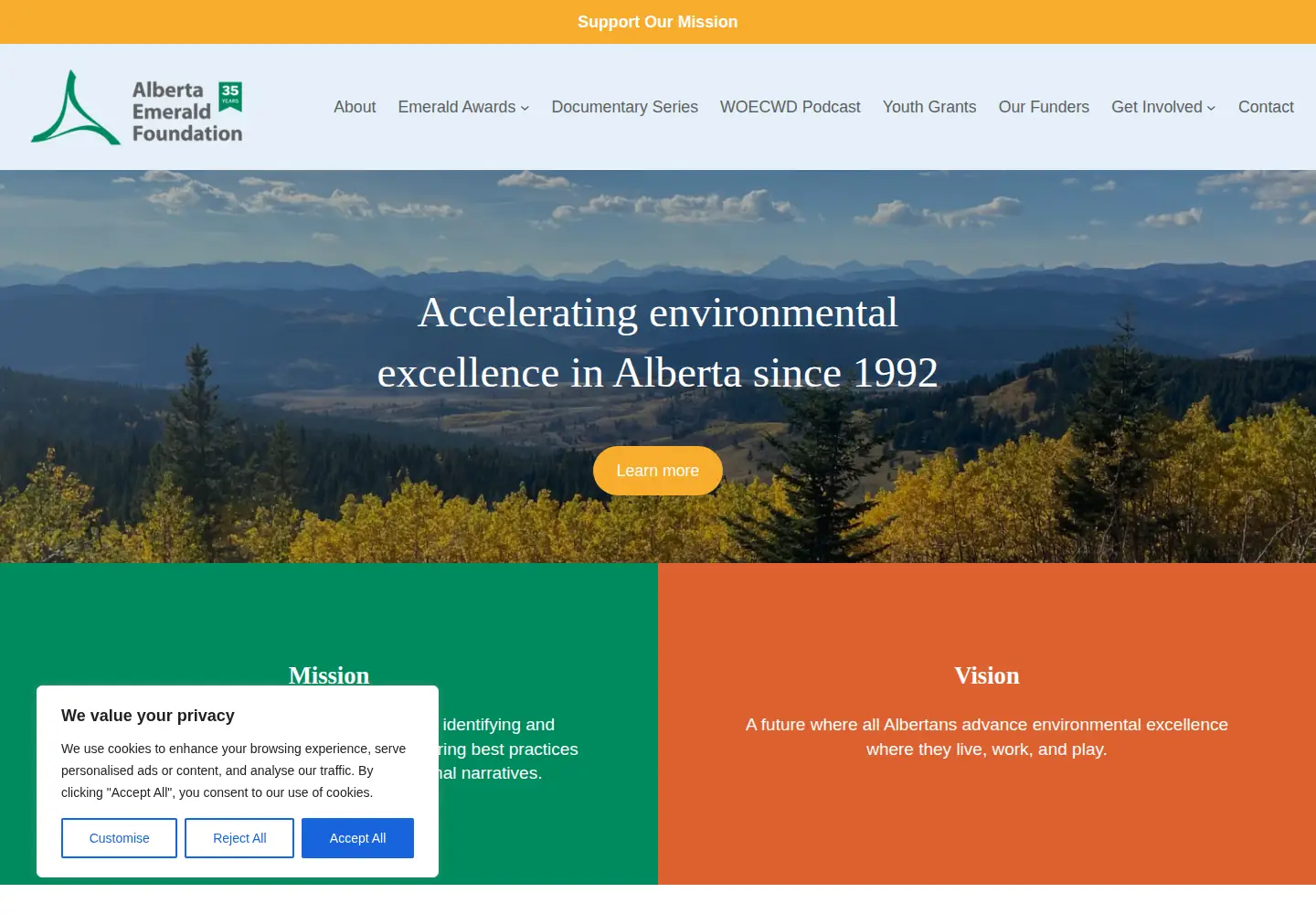 Screenshot of emeraldfoundation.ca