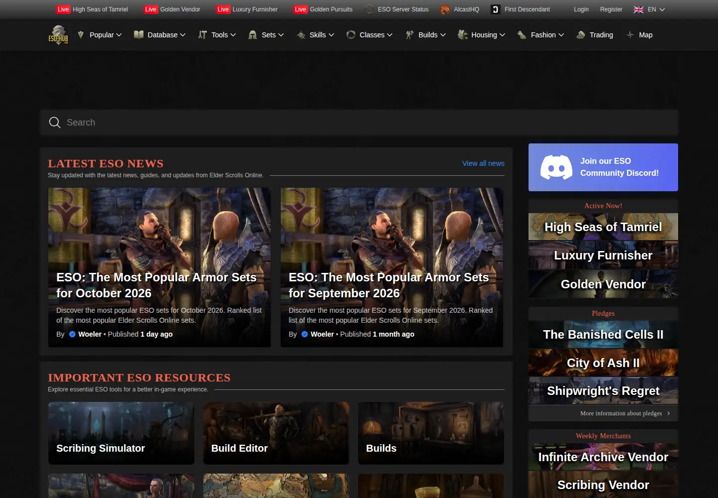 Screenshot of eso-hub.com