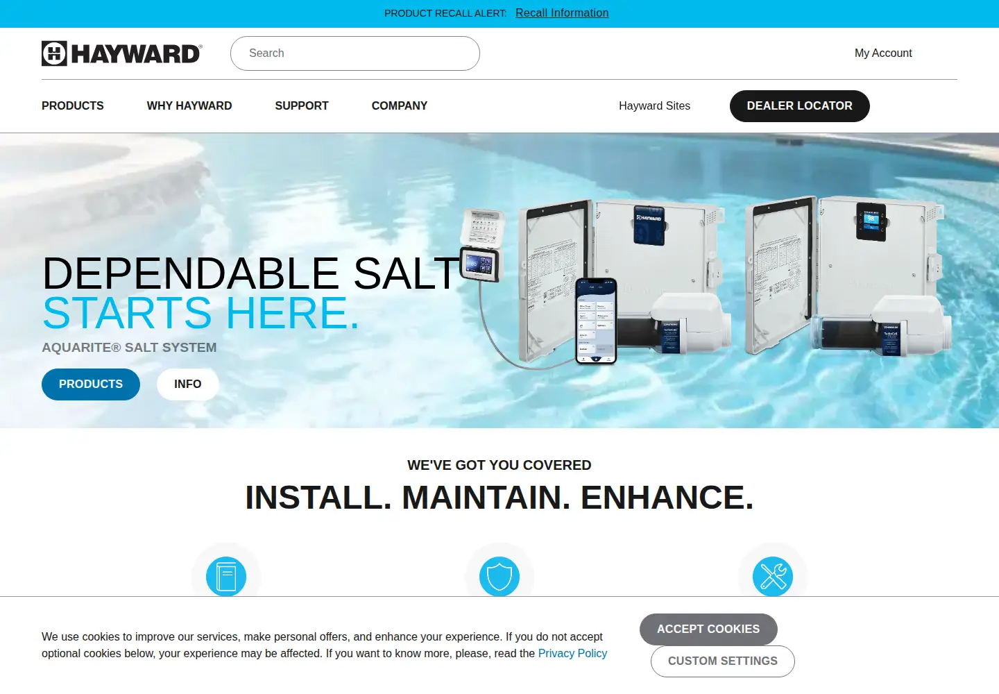 Screenshot of hayward-pool.com