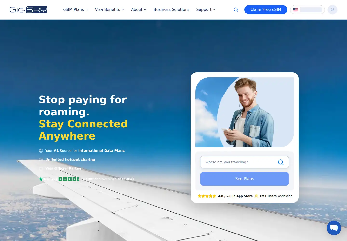 Captured homepage of gigsky.com in the current scan