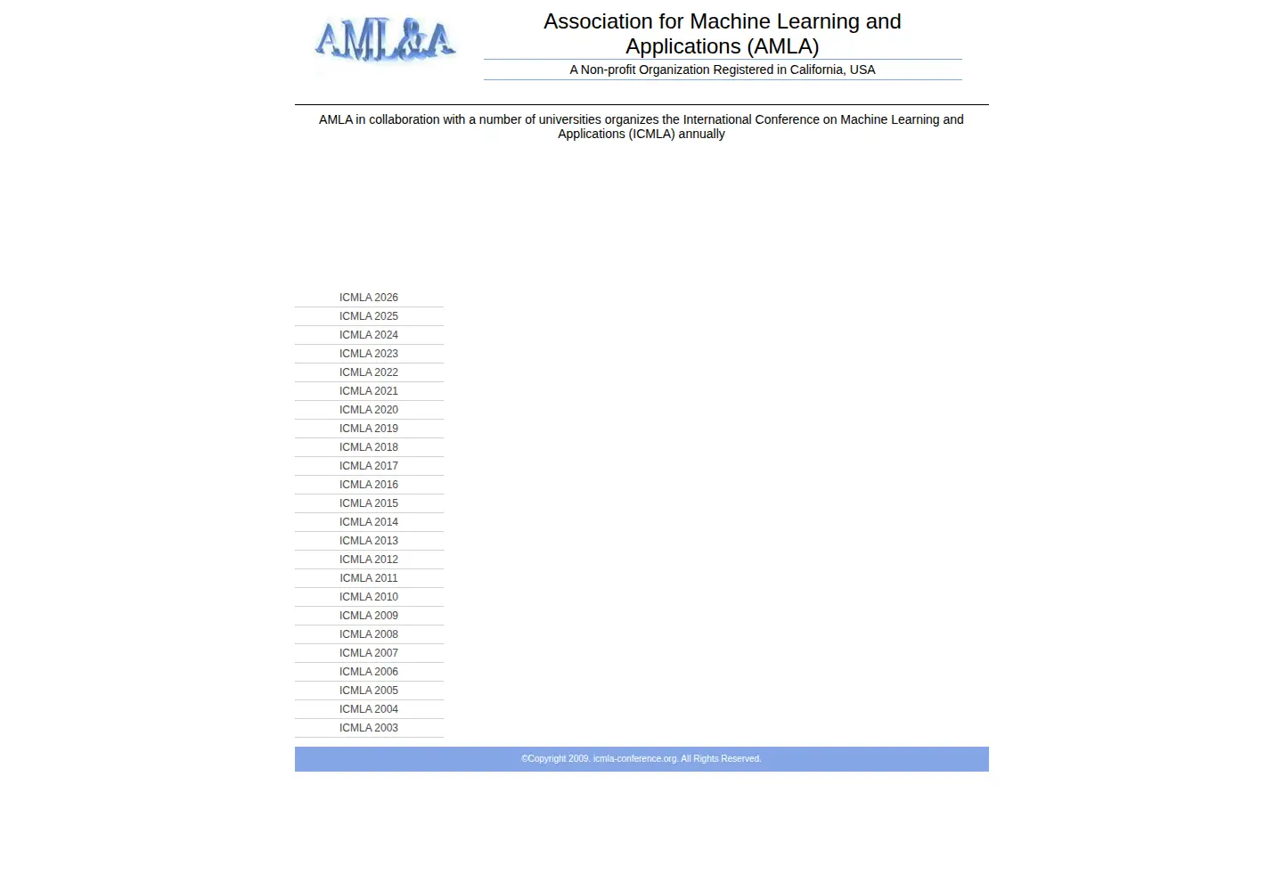 Screenshot of icmla-conference.org