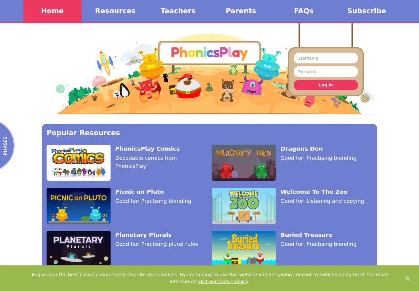 Screenshot of phonicsplay.co.uk