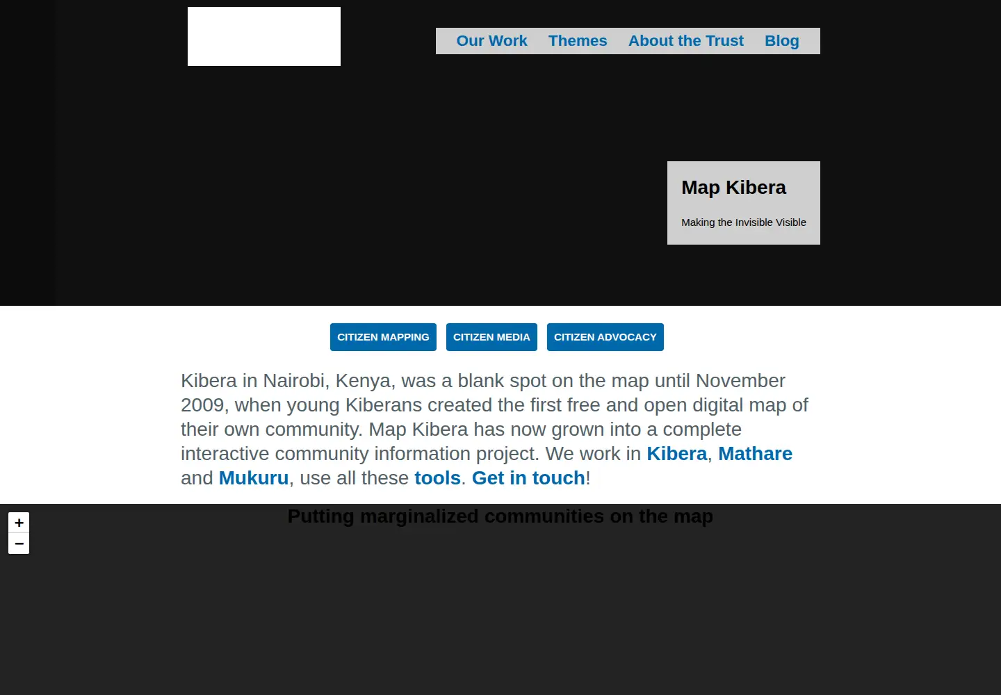 Screenshot of mapkibera.org