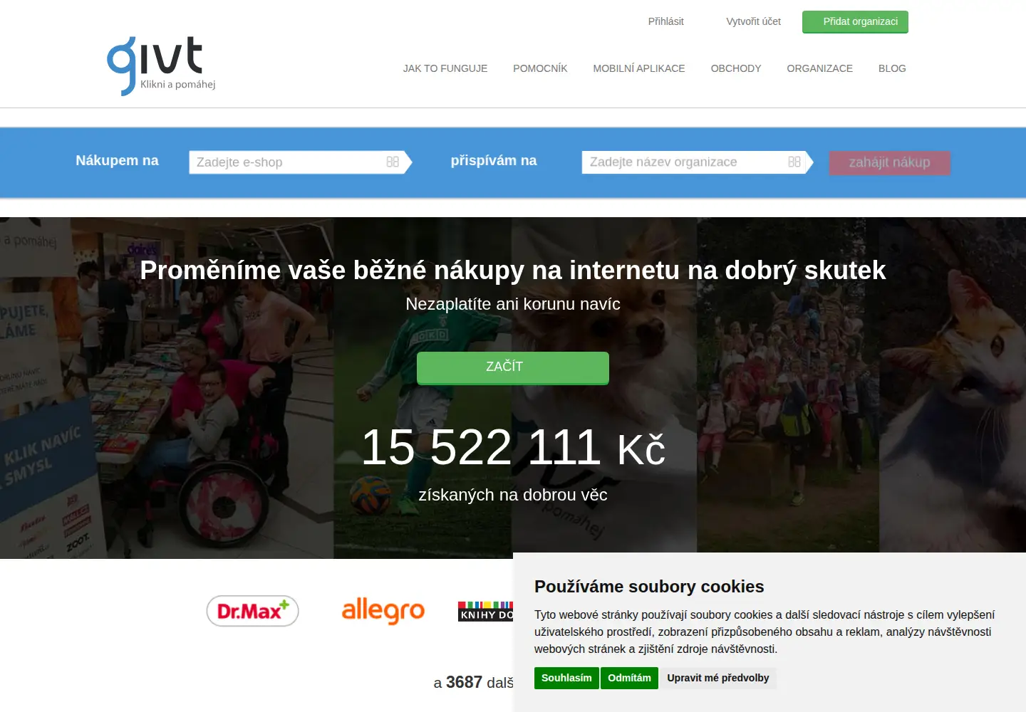 Captured homepage of givt.cz in the current scan