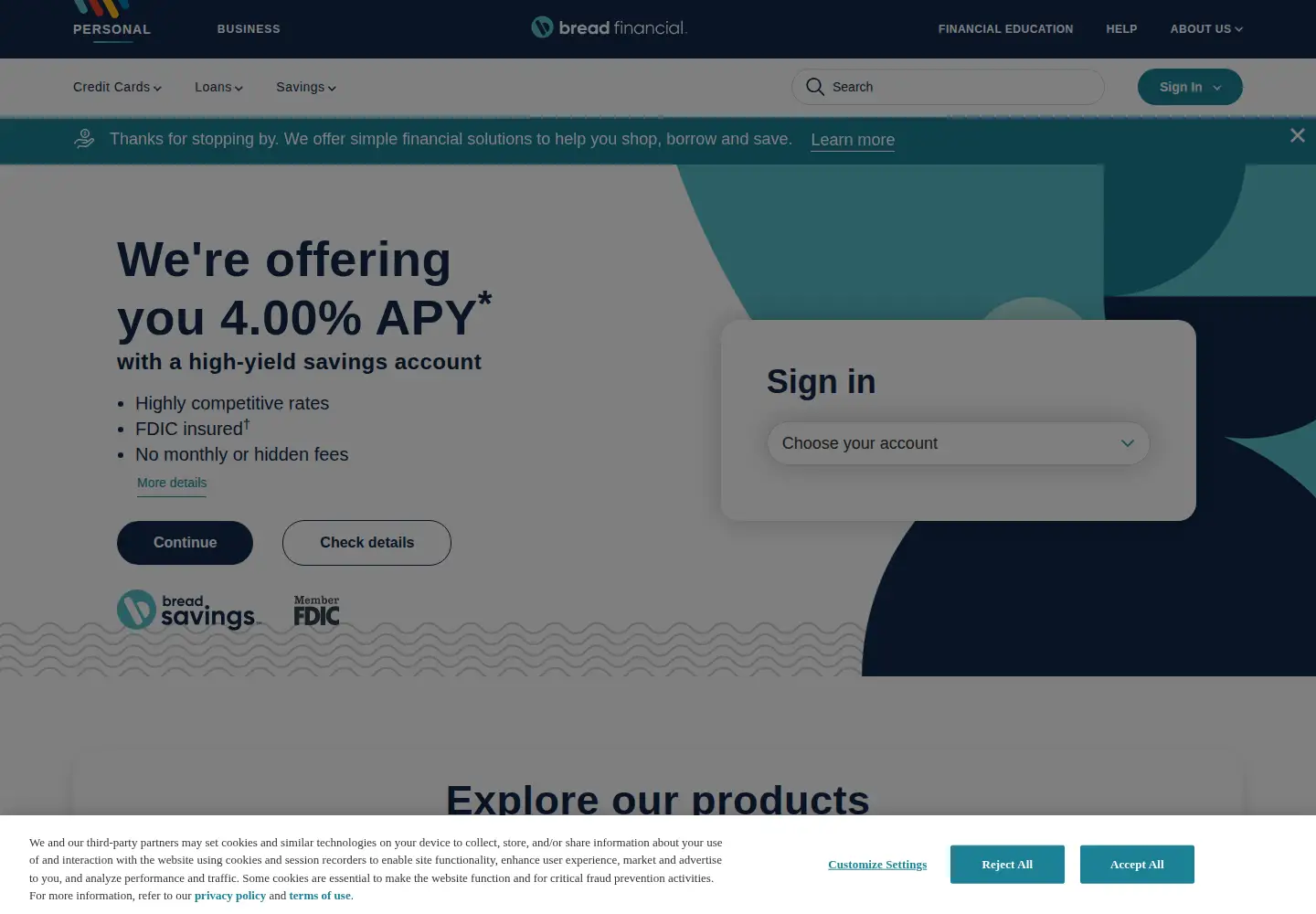 Screenshot of comenity.net