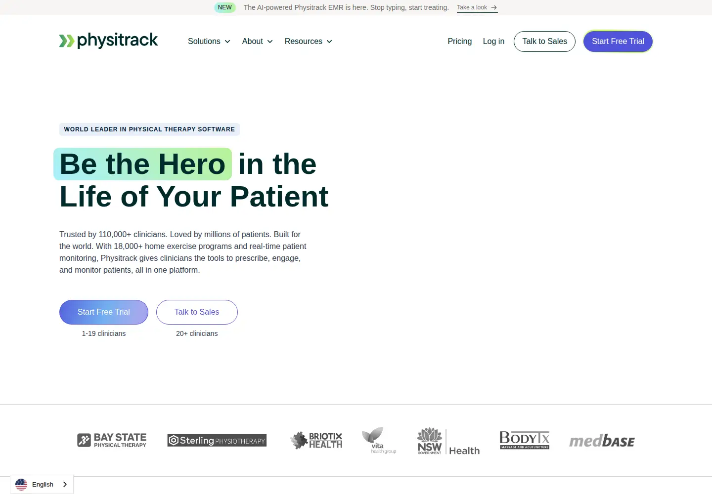 Screenshot of physitrack.com