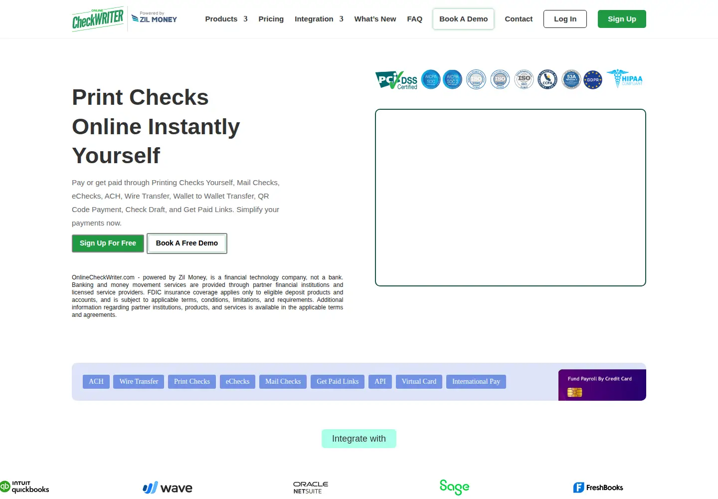 Captured homepage of onlinecheckwriter.com in the current scan