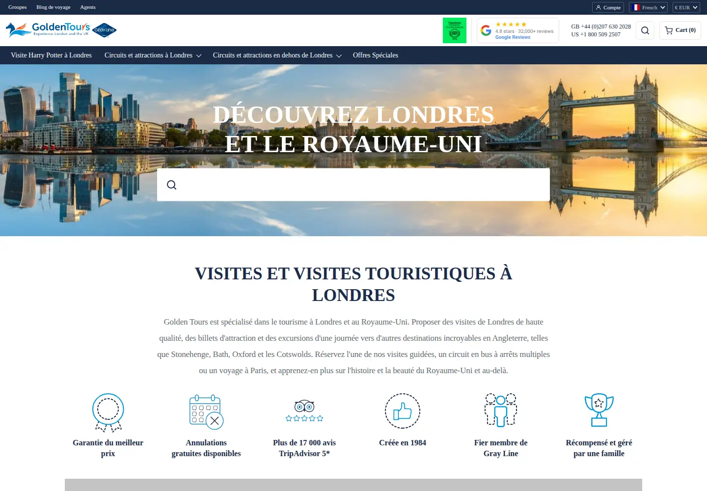 Screenshot of goldentours.com
