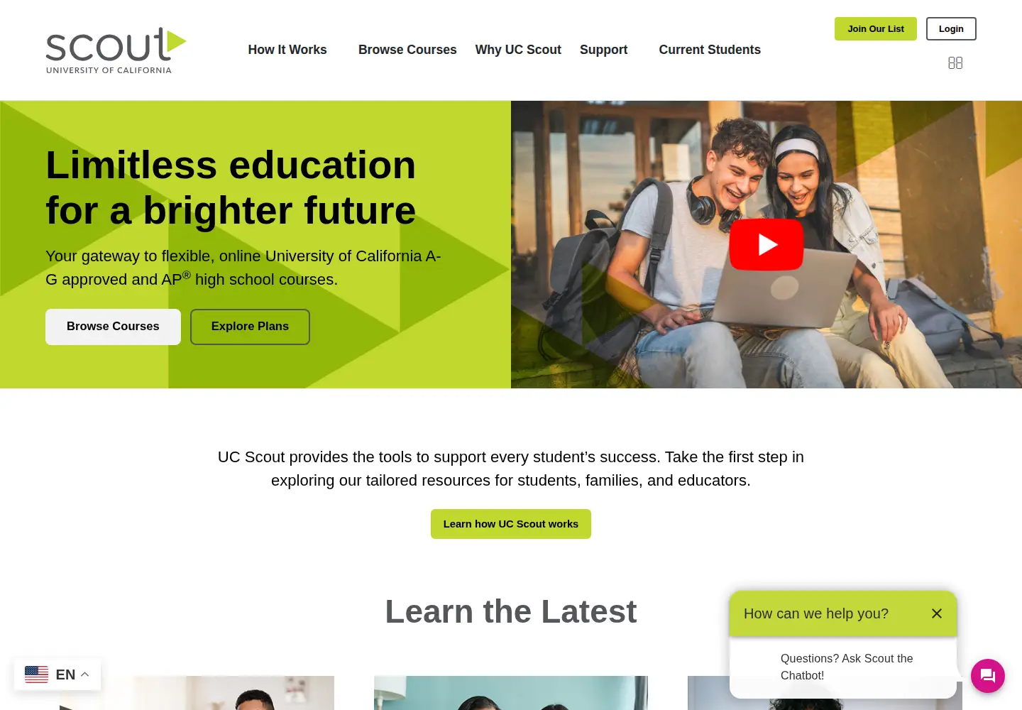 Captured homepage of ucscout.org in the current scan