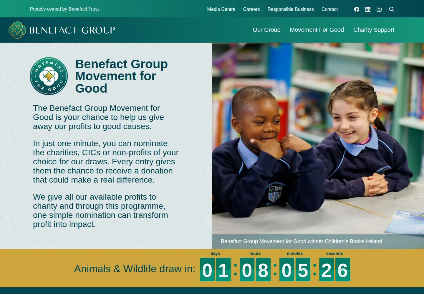Captured homepage of movementforgood.com in the current scan