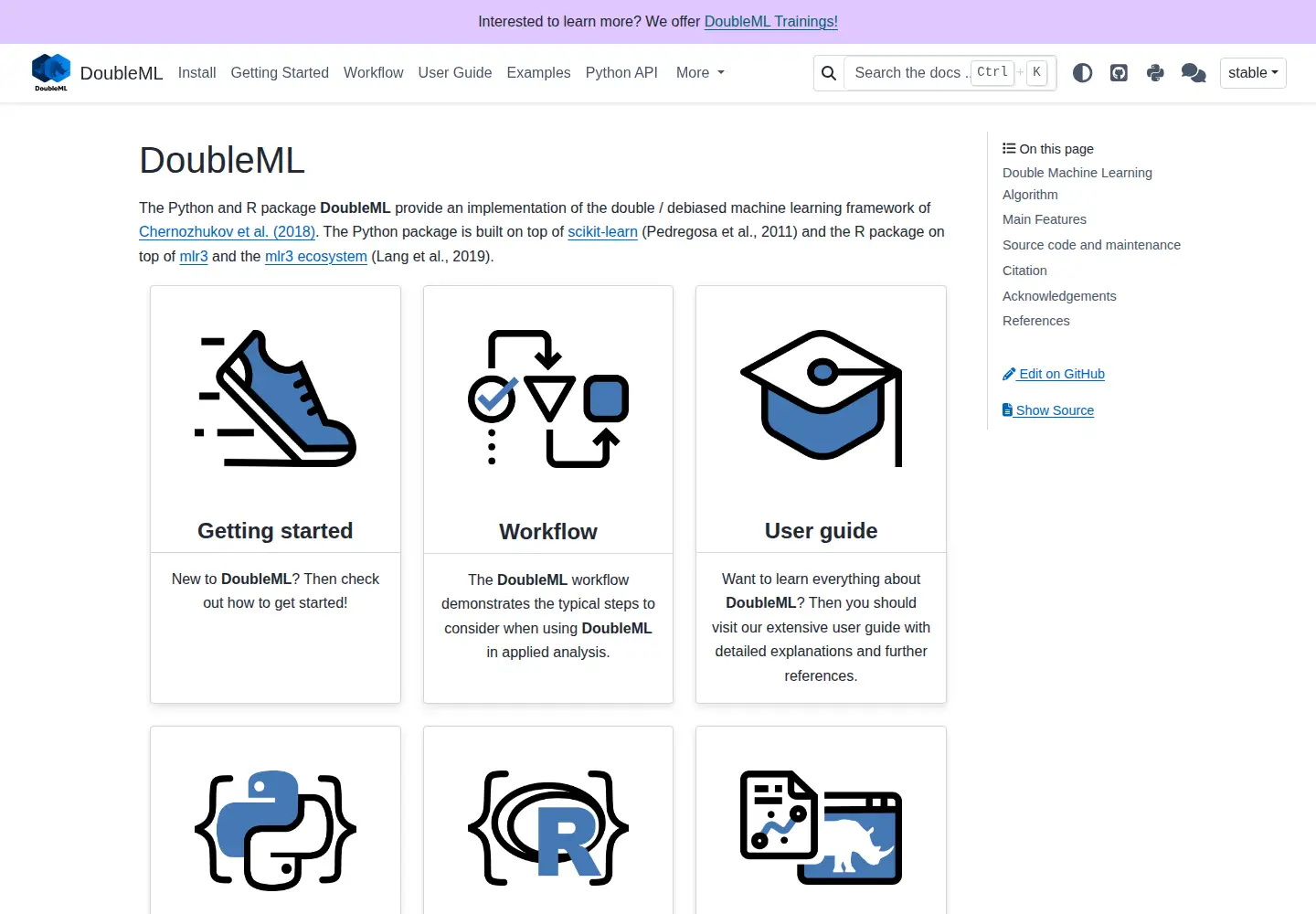Captured homepage of doubleml.org in the current scan