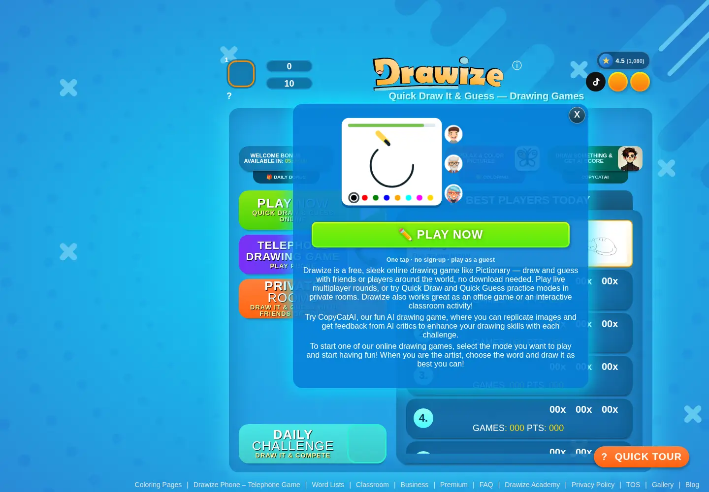 Captured homepage of drawize.com in the current scan