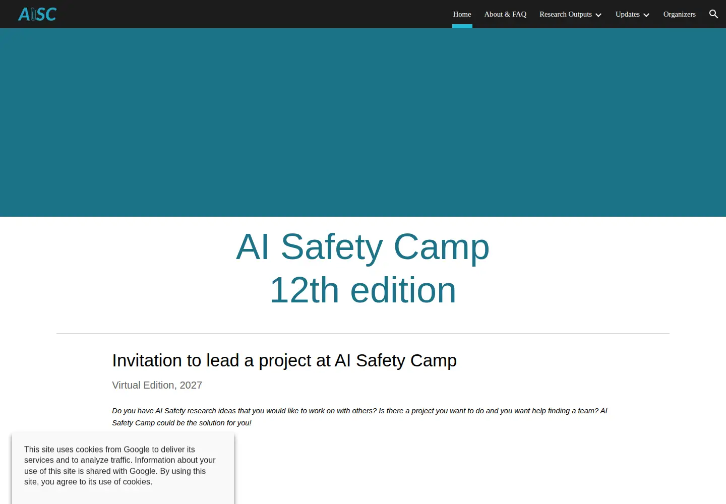 Screenshot of aisafety.camp