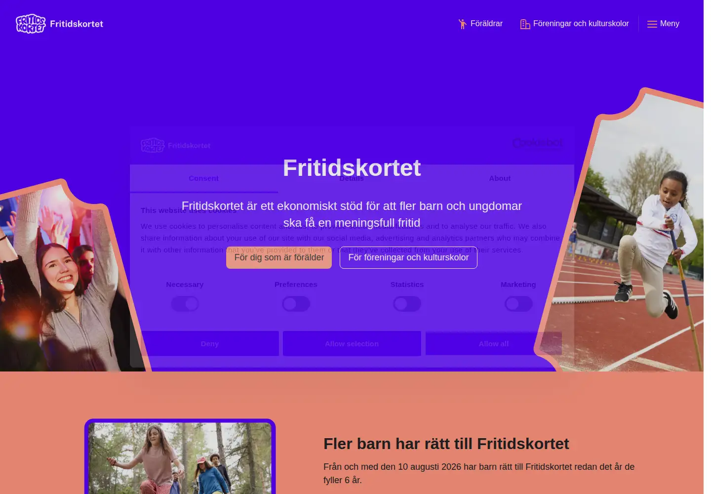 Screenshot of fritidskortet.se