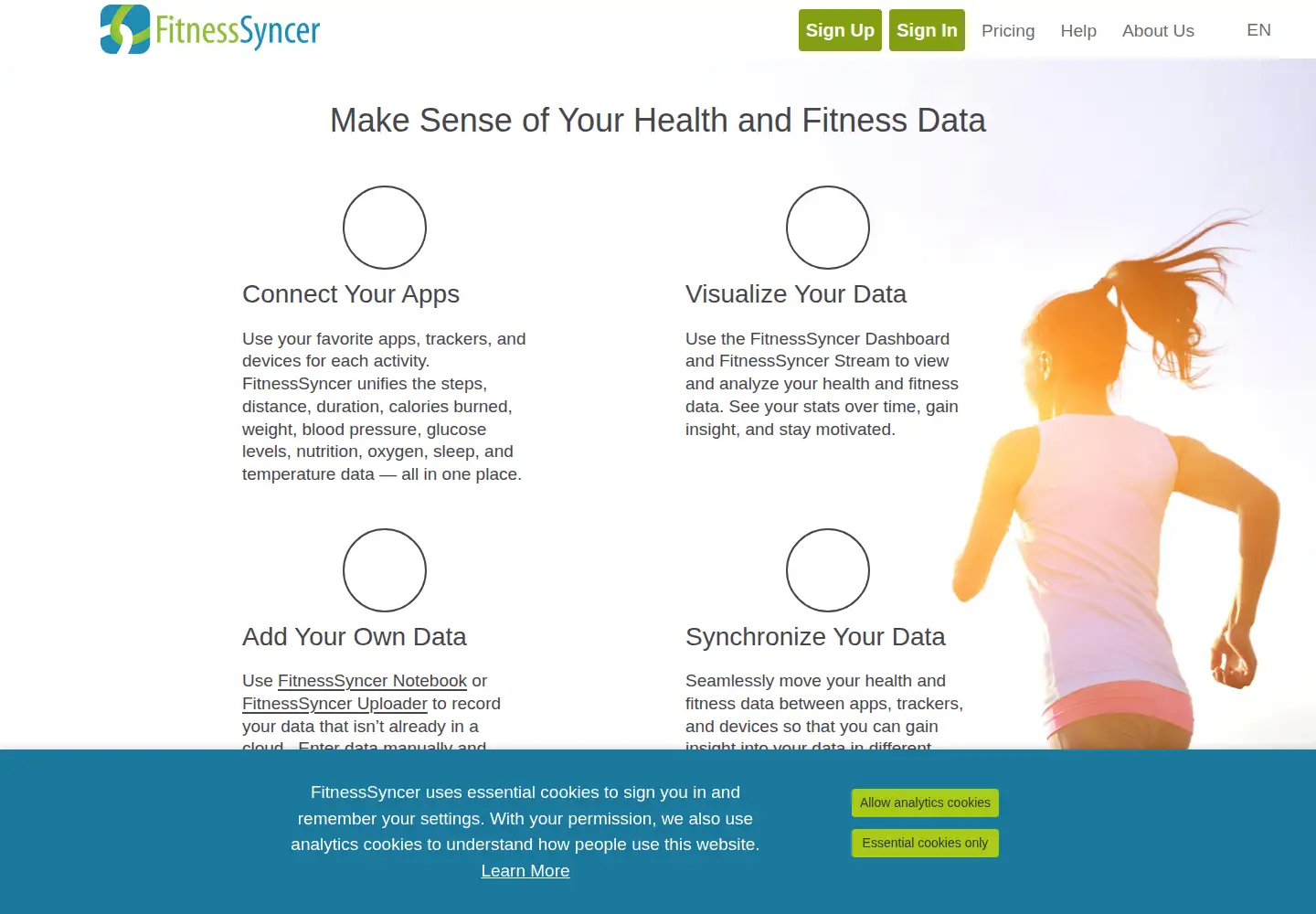 Screenshot of fitnesssyncer.com