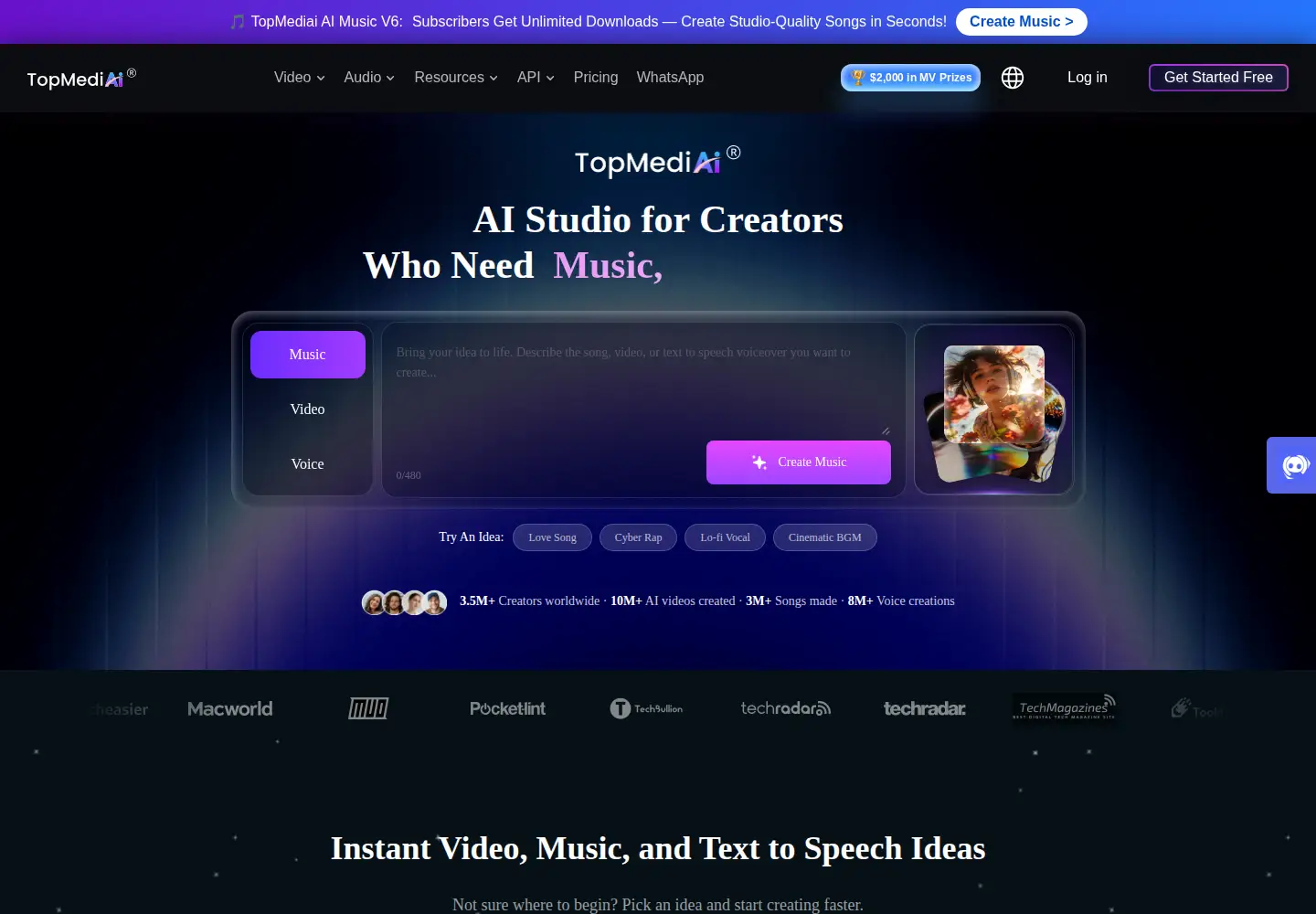 Captured homepage of topmediai.com in the current scan