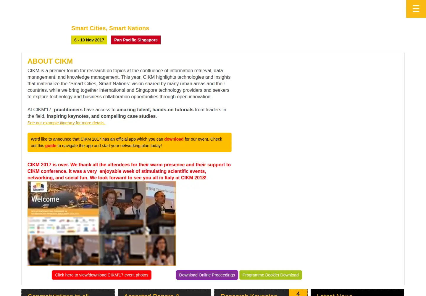 Screenshot of cikm2017.org