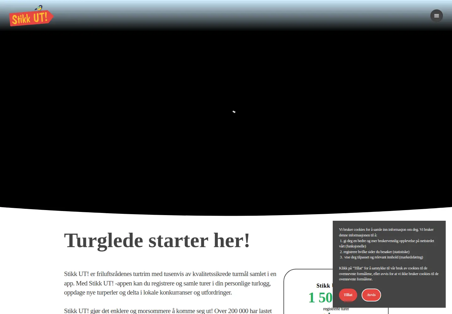 Screenshot of stikkut.no