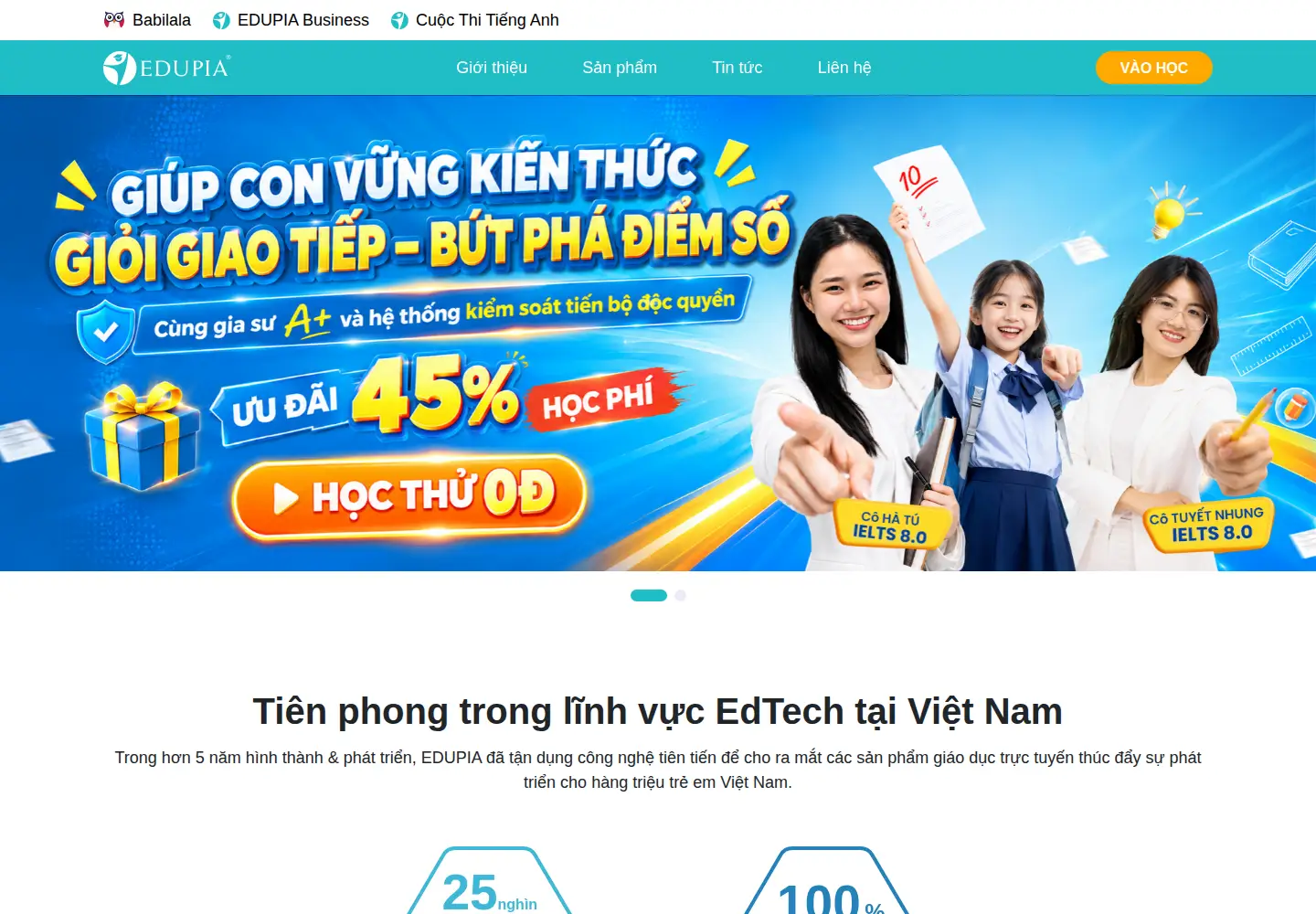 Screenshot of edupia.vn