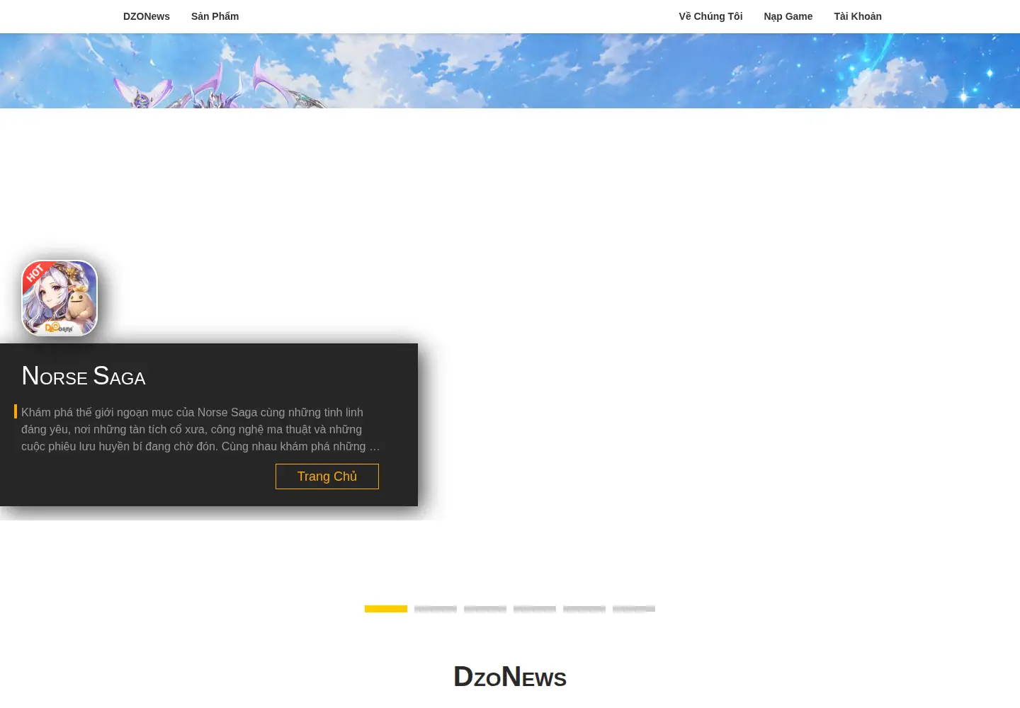 Captured homepage of dzogame.vn in the current scan