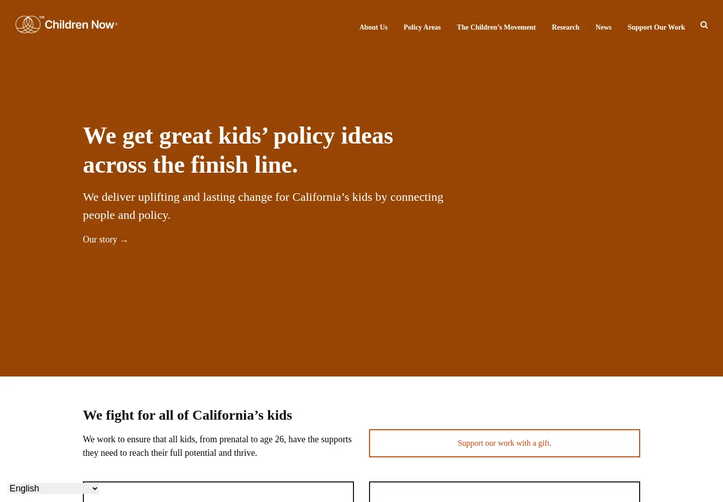 Screenshot of childrennow.org