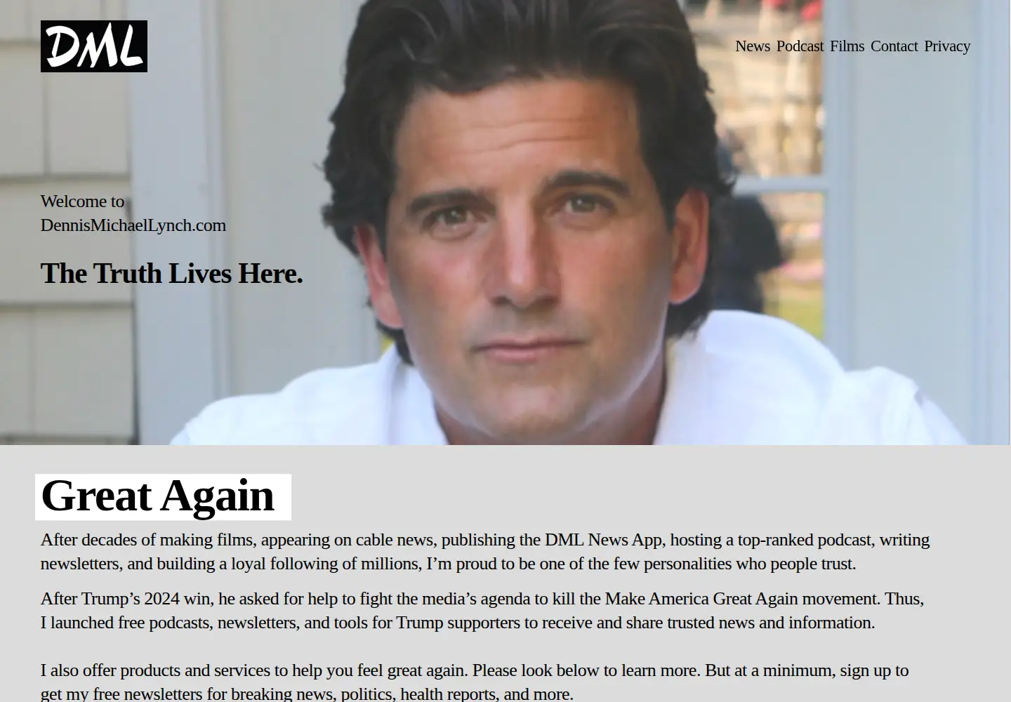 Screenshot of dennismichaellynch.com
