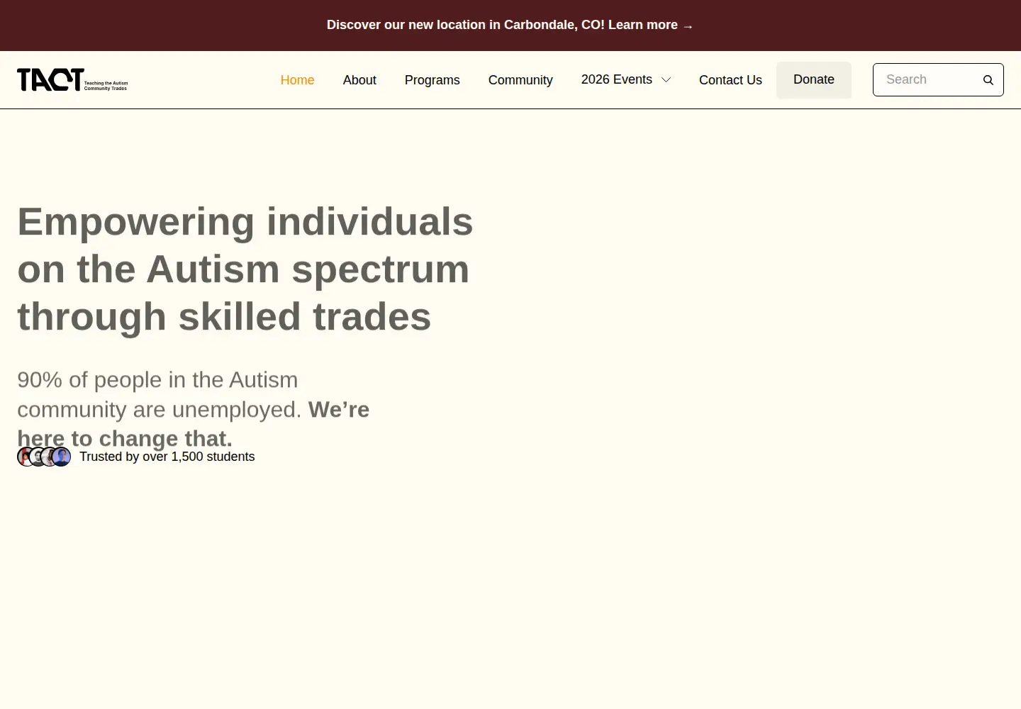 Captured homepage of buildwithtact.org in the current scan
