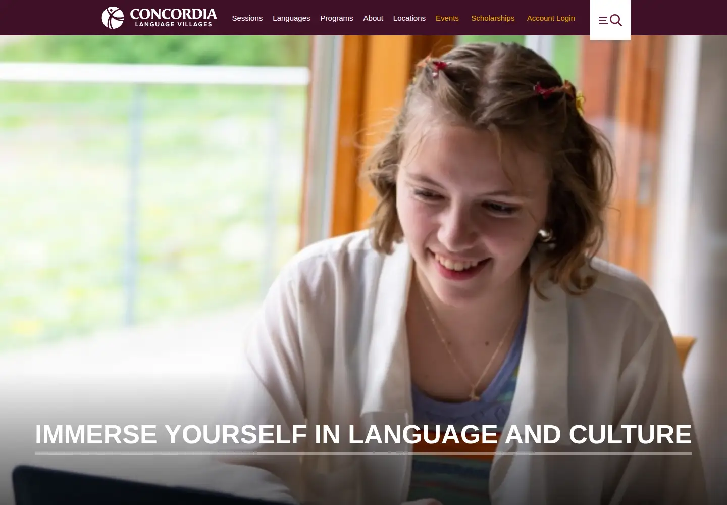 Captured homepage of concordialanguagevillages.org in the current scan