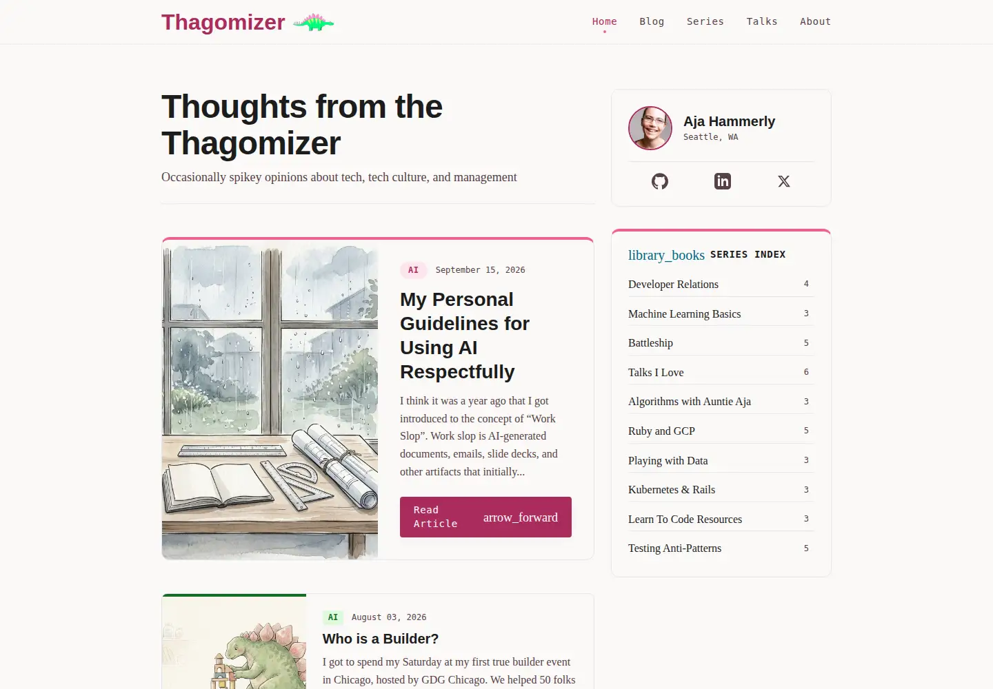 Screenshot of thagomizer.com