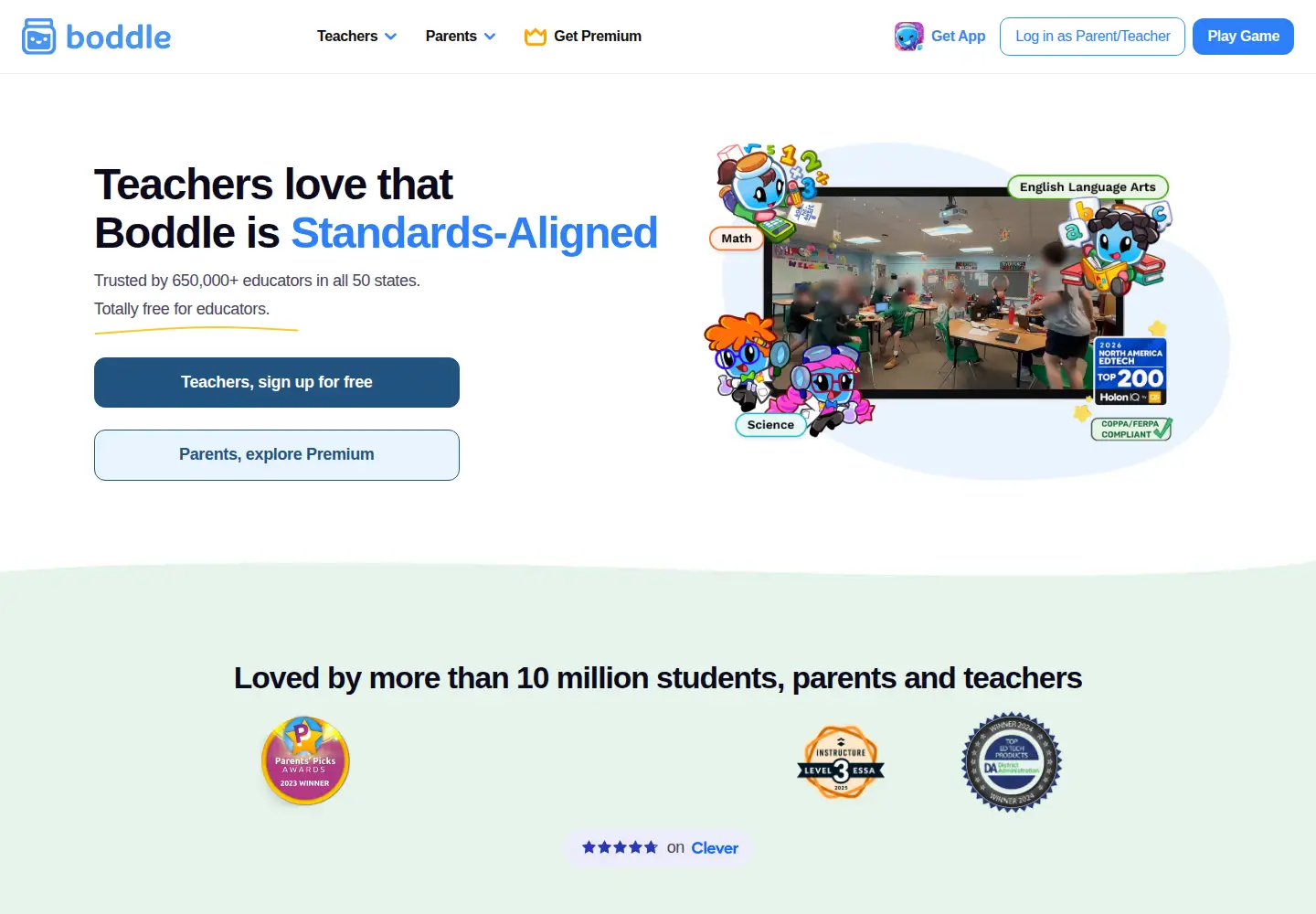 Captured homepage of boddlelearning.com in the current scan