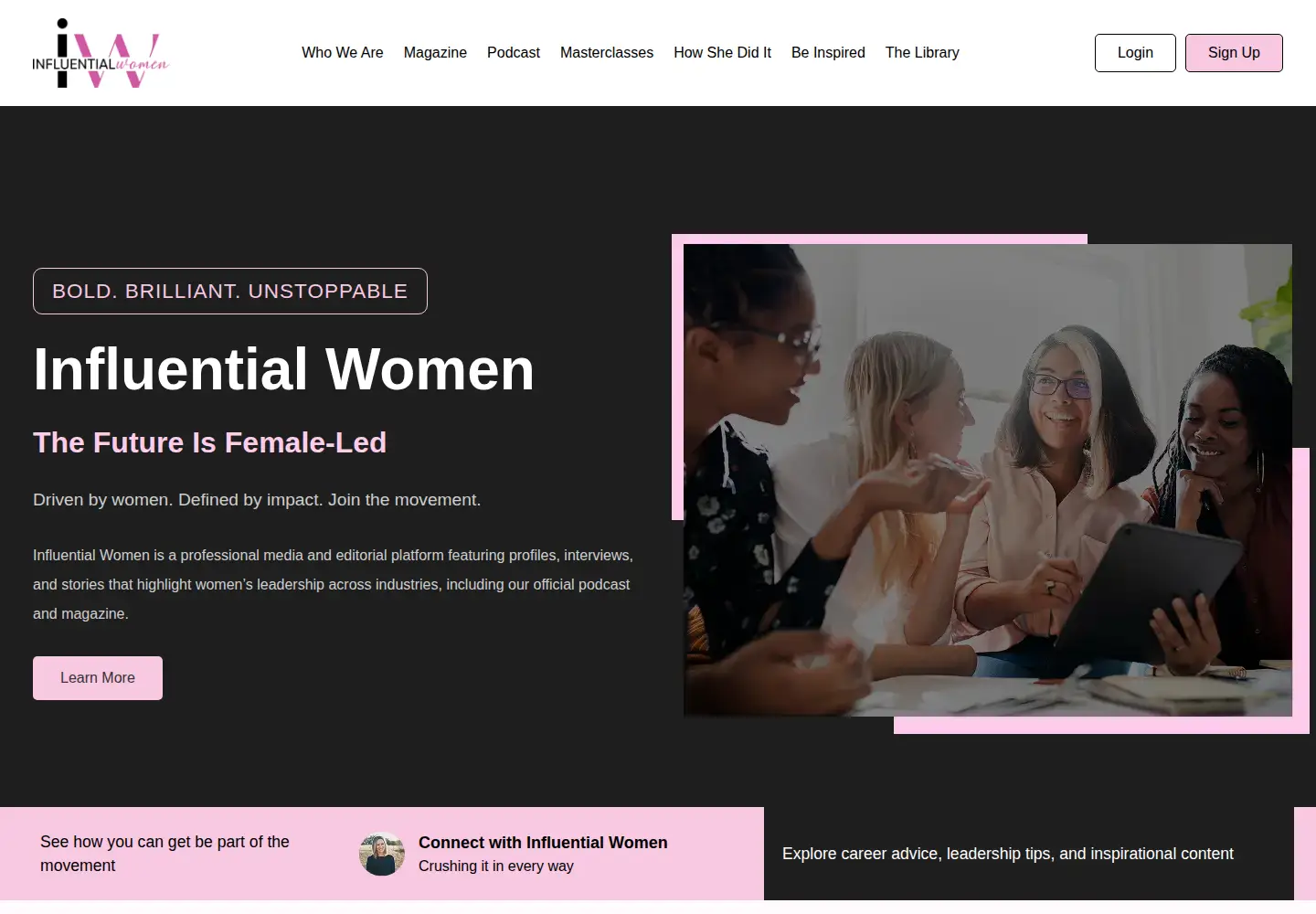 Captured homepage of influentialwomen.com in the current scan