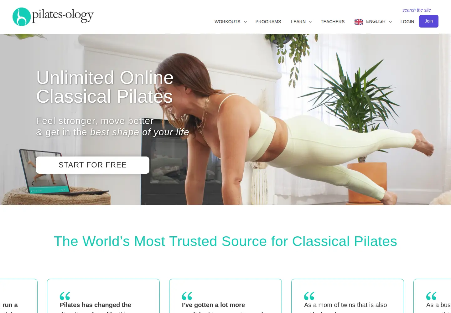 Screenshot of pilatesology.com