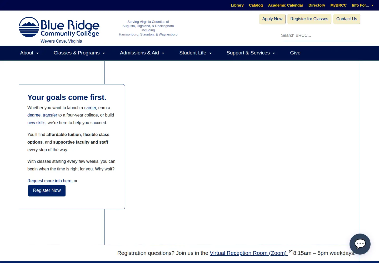 Screenshot of brcc.edu