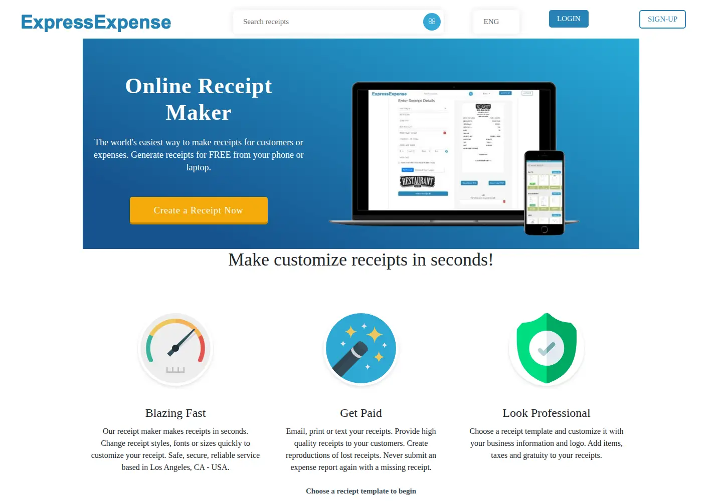 Screenshot of expressexpense.com