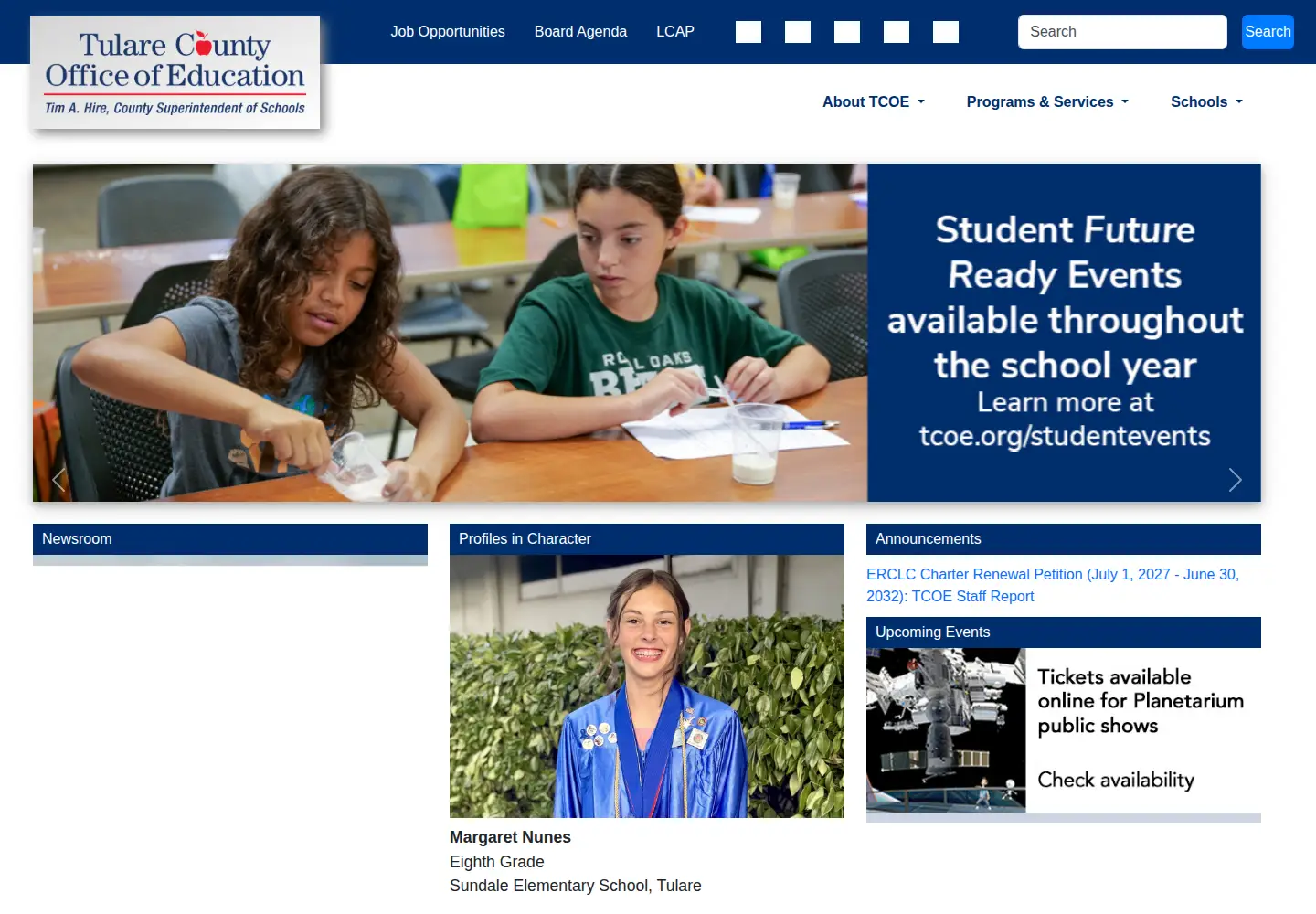 Screenshot of tcoe.org