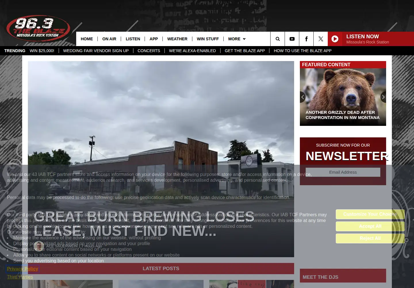 Captured homepage of 963theblaze.com in the current scan