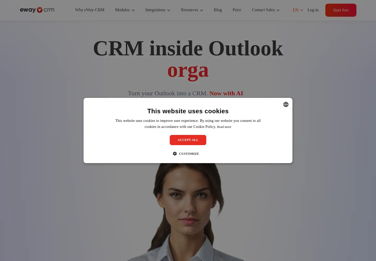 Captured homepage of eway-crm.com in the current scan