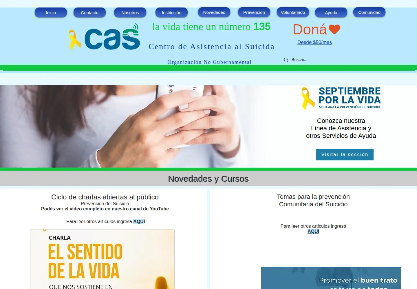 Screenshot of asistenciaalsuicida.org.ar