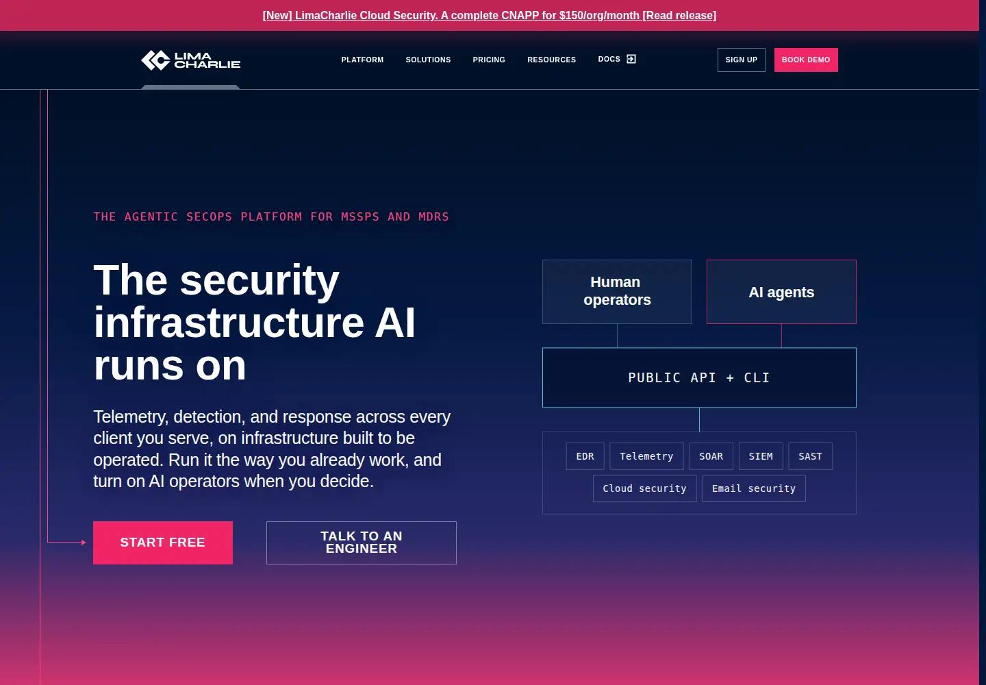 Screenshot of limacharlie.io