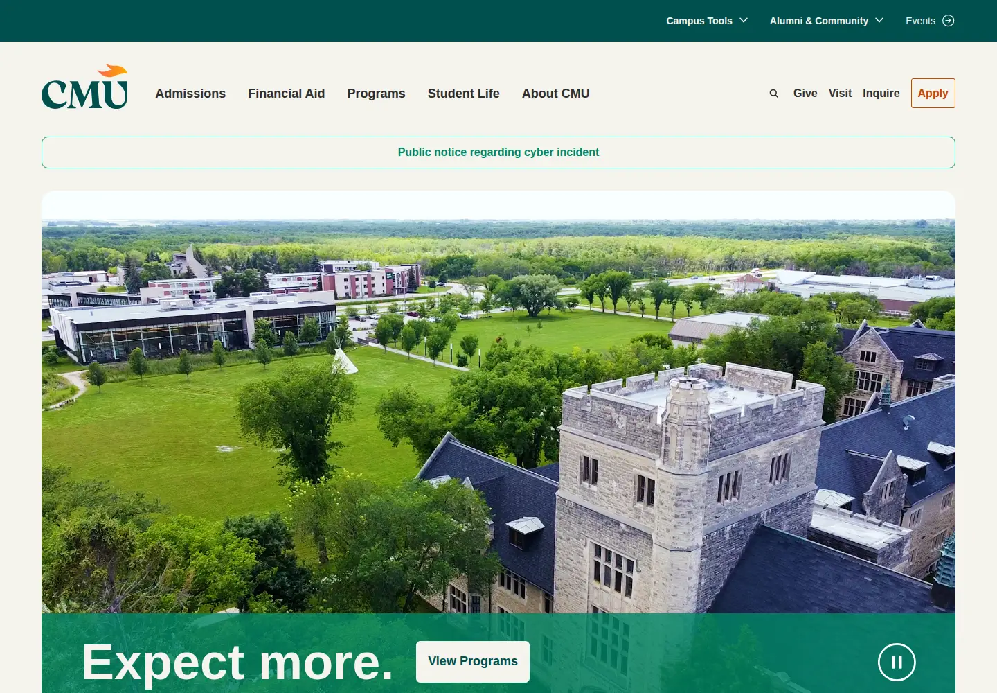 Screenshot of cmu.ca