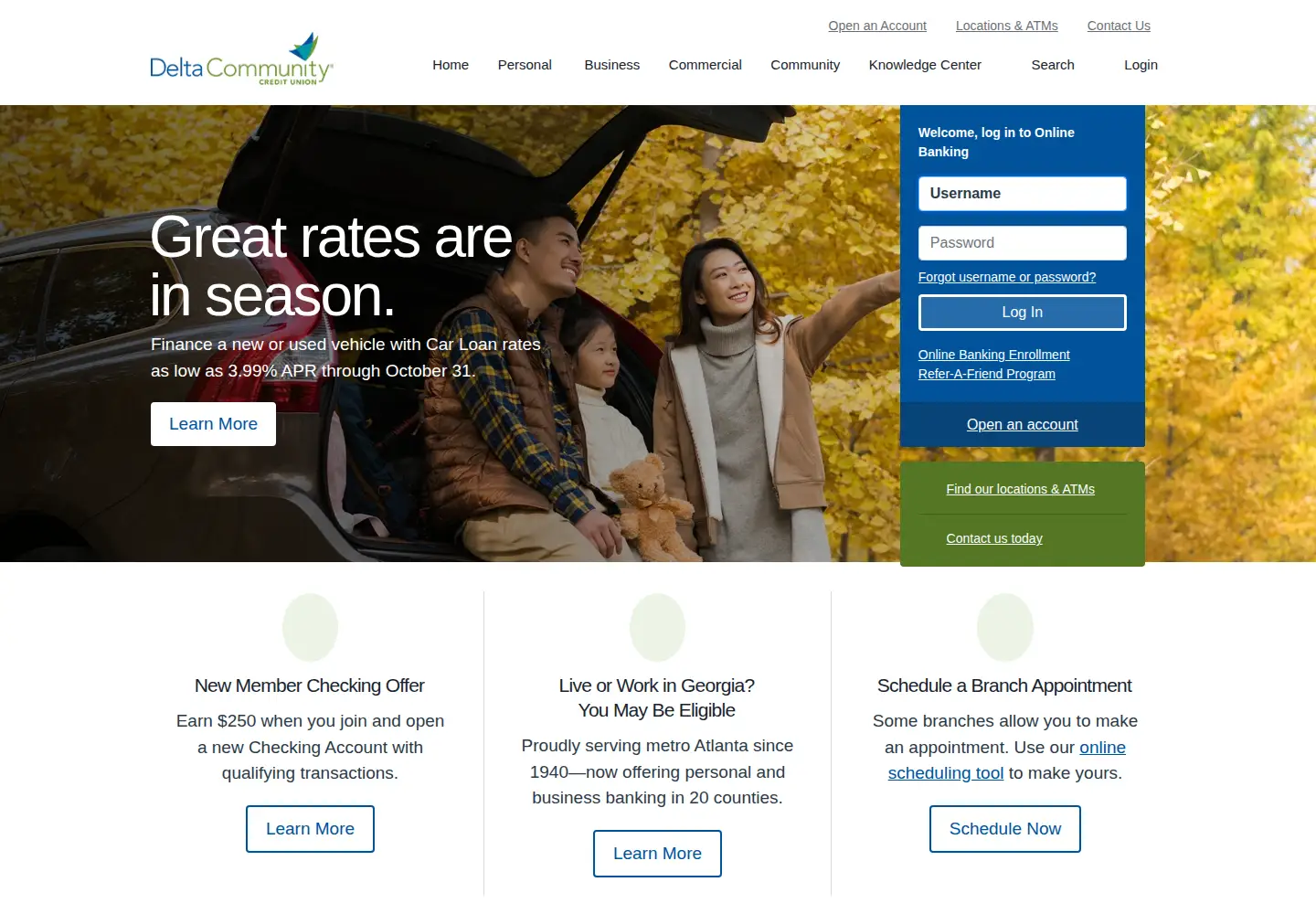 Captured homepage of deltacommunitycu.com in the current scan