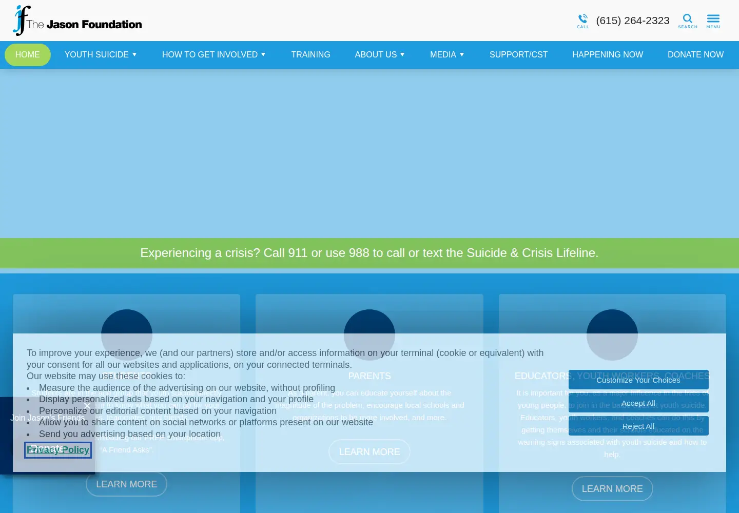 Captured homepage of jasonfoundation.com in the current scan