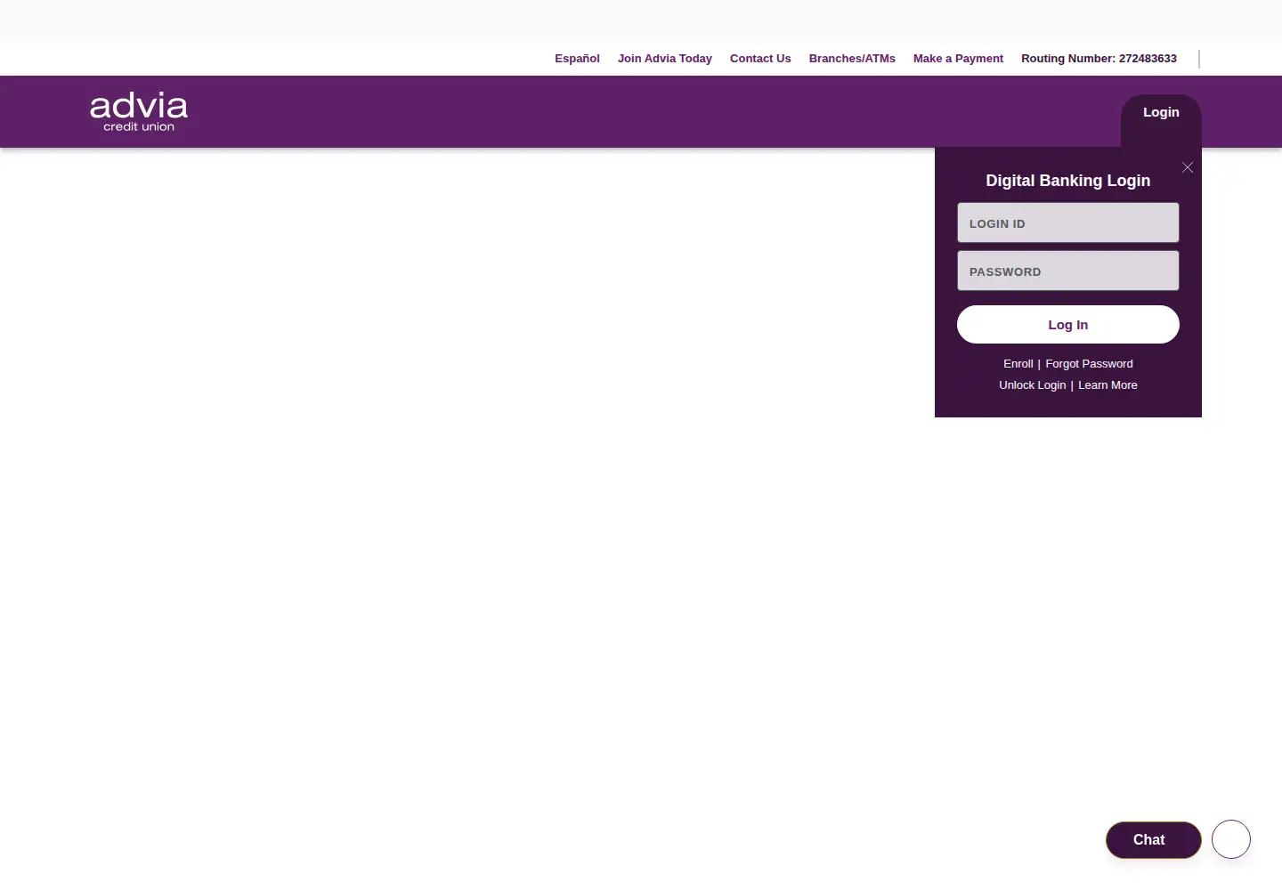 Screenshot of adviacu.org