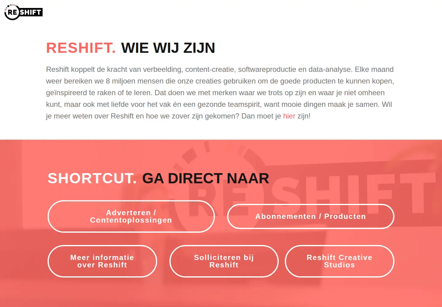 Screenshot of reshift.nl
