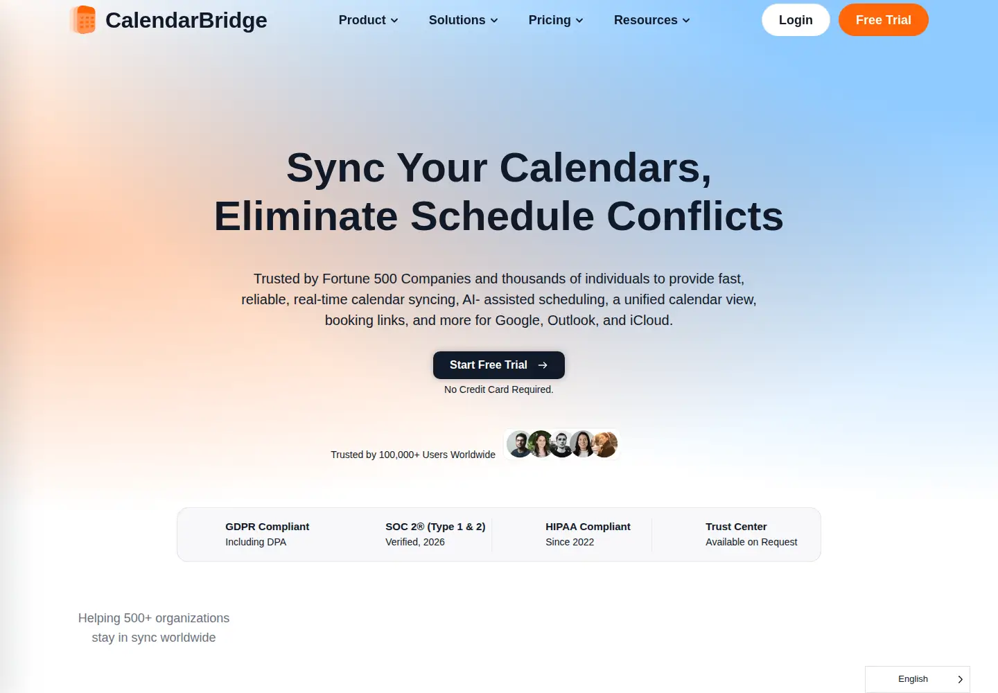 Screenshot of calendarbridge.com