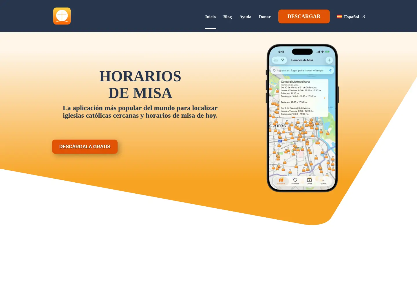 Screenshot of horariosdemisa.com