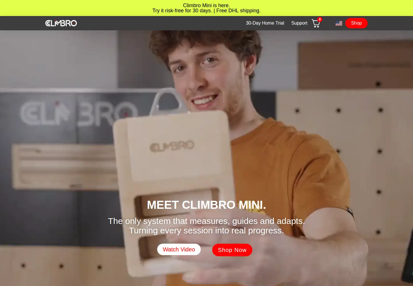 Captured homepage of climbro.com in the current scan