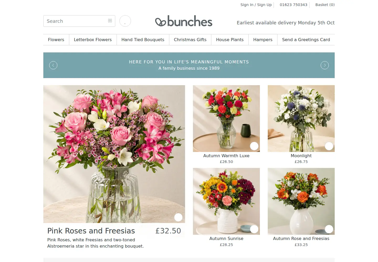 Screenshot of bunches.co.uk