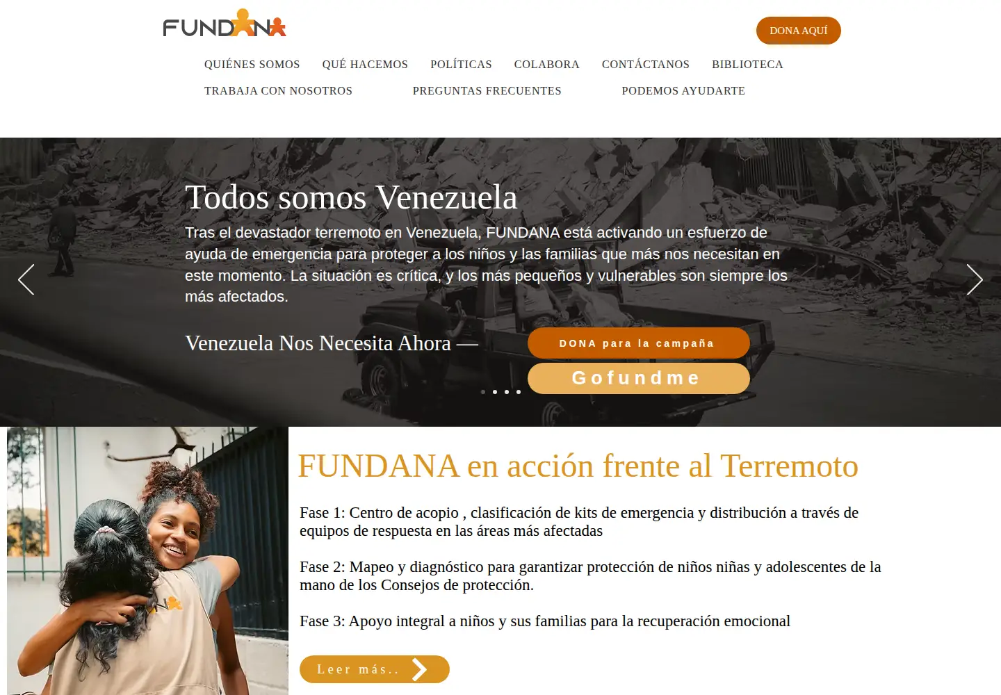 Captured homepage of fundana.org in the current scan